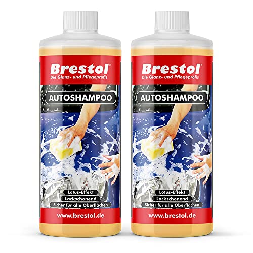 Brestol Autoshampoo 2X 1000 ml Konzentrat - Autowäsche Abperleffekt Abperl-Effekt geeignet für Foam Master Schaumsprüher Schaumsprühgerät oder manuelle Fahrzeugwäsche