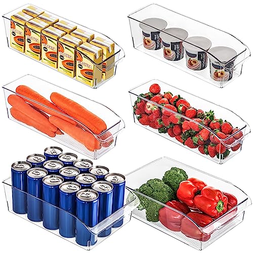 Kurtzy (6er Pack) Kühlschrank Organizer Set - 2 Größen - BPA-Freie Transparente Kunststoff-Aufbewahrungsbox Kühlschrank, Gefrierschrank & Speisekammer - Kühlschrank Behälter für Lebensmittel/Getränke
