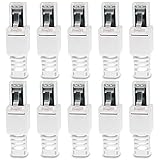 10 Stück Netzwerkstecker werkzeuglos CAT6A RJ45 LAN UTP Kabel Stecker ohne Werkzeug werkzeugfrei CAT6 CAT5 CAT7 Verlegekabel Patchkabel Netzwerkkabel Toolless Modular Plug Connector Crimpstecker