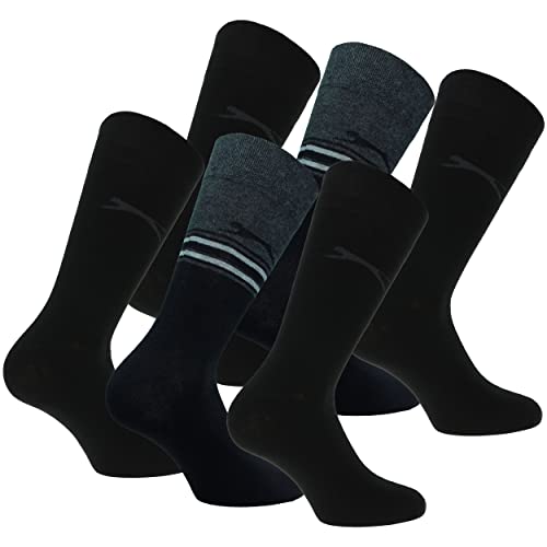 Slazenger 6 Paar bequeme Stretch-Socken für Herren Mittlere Wadenhöhe, Baumwolle, Elastische Faser Lycra (Schwarz Mix, 43-46)