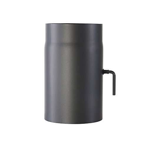 Ofenrohr Senotherm® mit Drosselklappe Wandstärke 2 mm Ø 150 hitzebeständig lackiert - Rauchrohr, Kaminrohr gussgrau - für Kaminöfen - Länge: 250mm