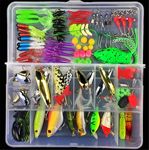 Angeln Köder gemischt 106 Pcs AngelKöder set - Spinner Angelköder Angel-zubehör Kit Set mit Aufbewahrungsbox Blinker Angeln Lure Crankbaits Topwater Schwimmköder für Hecht Forelle Zander Barsch