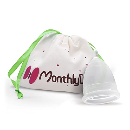 MonthlyCup - Menstruationstasse hergestellt in Schweden |Farbe: Transparent|Größe: Mini, für die ersten Jahre der Periode|Wiederverwendbarer Menstruationsschutz, der nicht auslaufen|Umweltfreundlich|