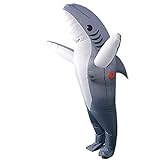 INFILM Aufblasbares Haifisch-Kostüm, Halloween-Kostüm, Ganzkörper-Hai-Spiel-Jumpsuit, Cosplay-Outfit, Geschenk – Erwachsenengröße