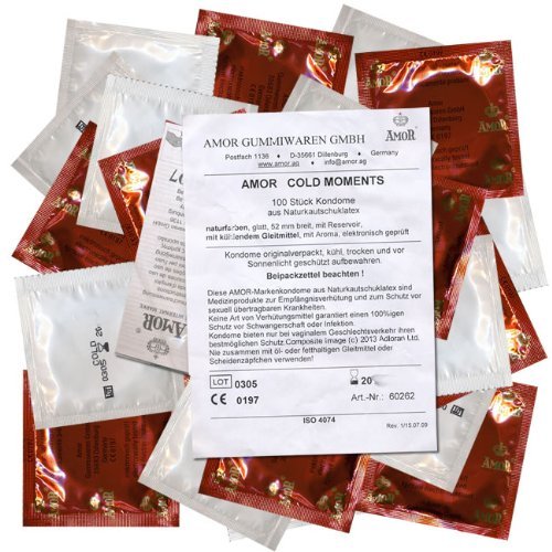 Amor Cold Moments Kondome - mit kühlendem Gleitmittel für mehr Ausdauer, 1er Pack (1 x 100 Stück)