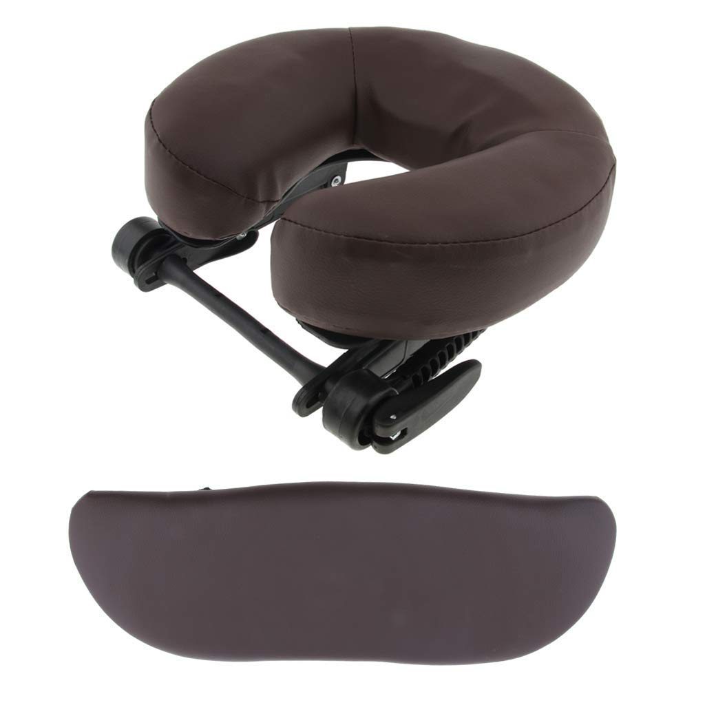 Tubayia U-Form Face Wiege Kissen Kopfpolster Kopfstütze mit Armauflage für Massagebett (Braun)