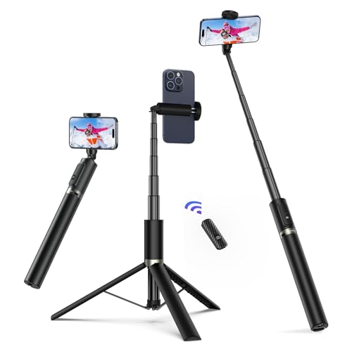 ATUMTEK Selfie Stick Stativ 172 cm mit kabelloser Fernbedienung Schwarz