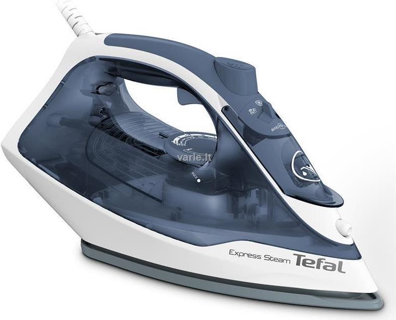 Tefal Express Steam FV2837E0 Bügeleisen Trocken- & Dampfbügeleisen Cerilium-Sohle 2400 W Blau - Grau - Weiß (FV2837E0)