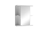 byLIVING Nebraska 01-06 Spiegelschrank mit robuster und pflegeleichter Oberfläche in weiß, seitlich offene Fächer für mehr Stauraum, Holzwerkstoff, B 60, H 70, T 25 cm