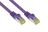 Good Connections RJ45 Ethernet LAN Patchkabel mit Cat. 7 Rohkabel und Rastnasenschutz RNS, S/FTP, PiMF, halogenfrei, 500MHz, OFC, 10-Gigabit-fähig (10/100/1000/10000-Base-T Ethernet Netzwerke) - z.B. für Patchpanel, Switch, Router, Modem - violett, 10 m