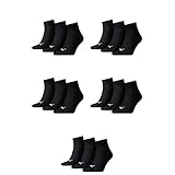 PUMA 15 Paar Unisex Quarter Socken Sneaker Gr. 35-49 für Damen Herren Füßlinge, Farbe:200 - black, Socken & Strümpfe:35-38