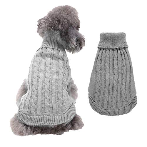 jiwenhua Haustierprodukte New Pet Supplies Kleidung Europa und Amerika Pure Color Dog Sweater Hund Herbst und Winter, Grau, XS