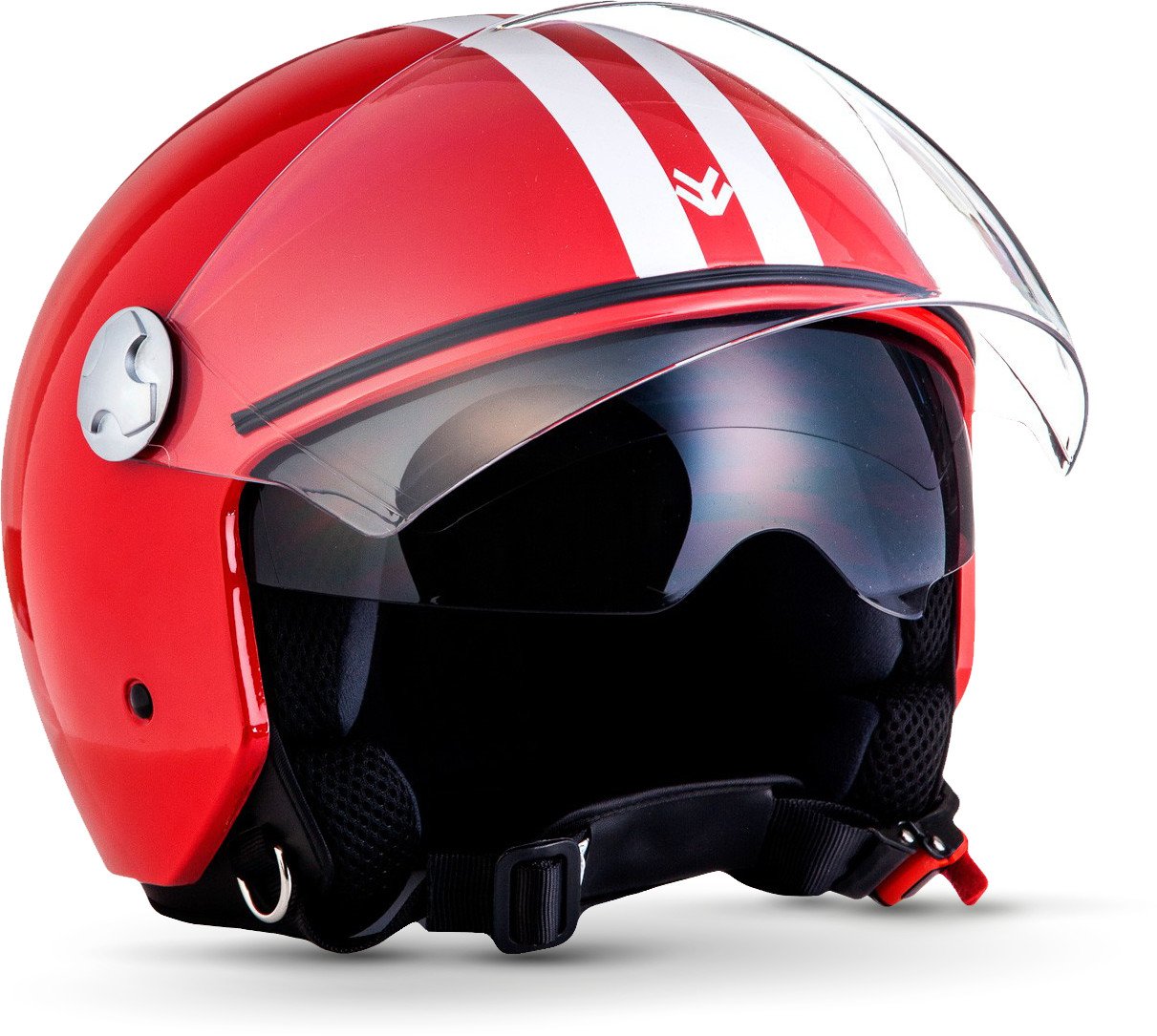 ARMOR HELMETS® AV-63 „Fun Red“ · Jet-Helm · Motorrad-Helm Roller-Helm Scooter-Helm Moped Mofa-Helm Chopper Retro Vespa Vintage · ECE 22.05 Sonnenvisier Schnellverschluss Tasche L (59-60cm)