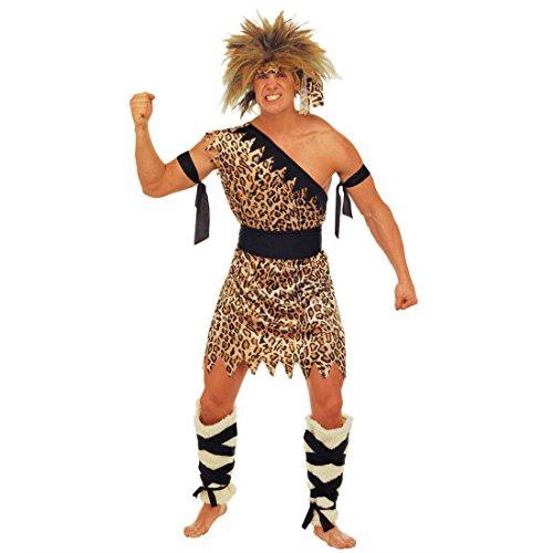 Amakando Neandertaler Kostüm Steinzeit Herrenkostüm S (48) Höhlenmensch Faschingskostüm Leopardenkostüm Mann Urzeit Karnevalskostüm Höhlenmann Kostümset