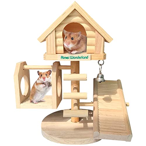 Zwerg Hamster Spielzeug Holz Haus Klettern Leiter Swing seasaw Klettern Kits Set mit Glocke