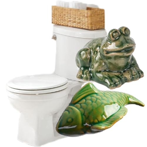 FOTTEPP Toilet Bolt Covers, Toilet Bolt Covers Decorative, Frog Ceramic Toilet Bolt Covers, Toilet Bolt Caps Frog & Fish & Turtles (Frog+Fish)