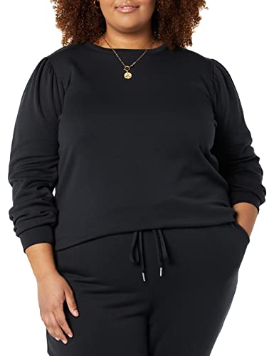 Amazon Aware Damen Sweatshirt mit Puffärmeln (in Übergröße erhältlich), Schwarz, 3XL Große Größen