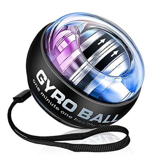 Gyroskopischer handtrainer Ball Auto-Start Wrist Trainer Ball, Handgelenkstärker Workout Gyro Ball, Mit LED-Leuchten, für Stärkere Armfinger Handgelenkknochen (Color : Black)