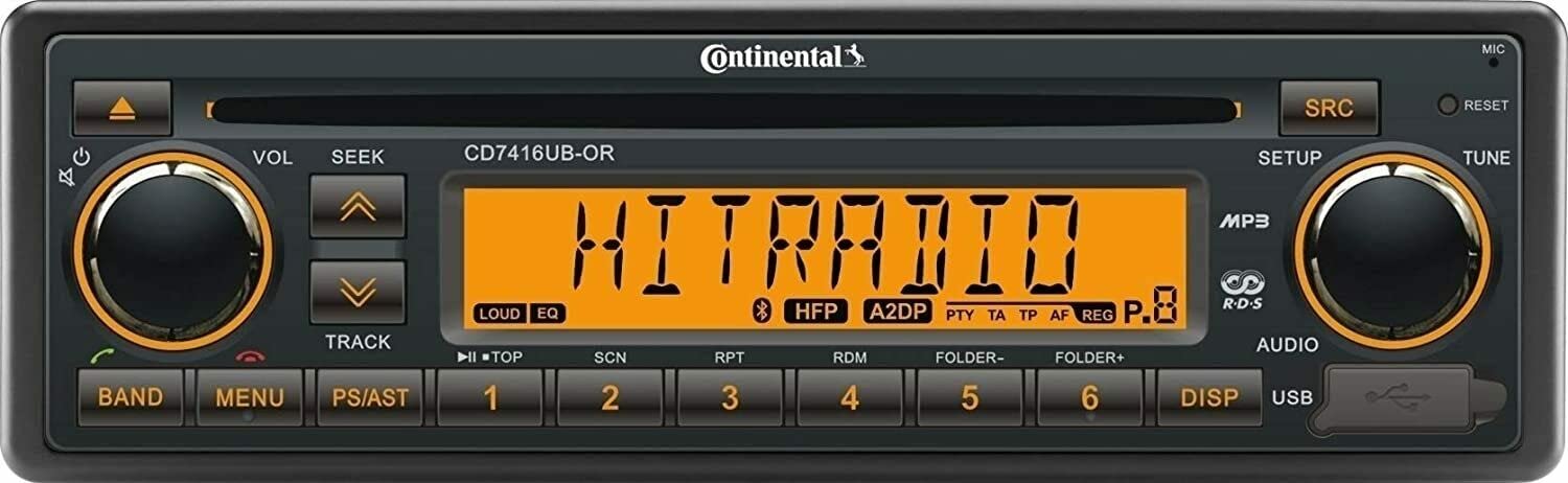 Continental CD7416UB-OR - CD/MP3-Autoradio mit Bluetooth/USB/AUX-IN