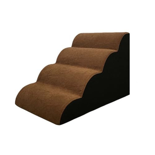 Haustierleiter für Treppen, Schwammstufen, Leiter für kleine Hunde zum Klettern auf Sofa und Bett (Braun)