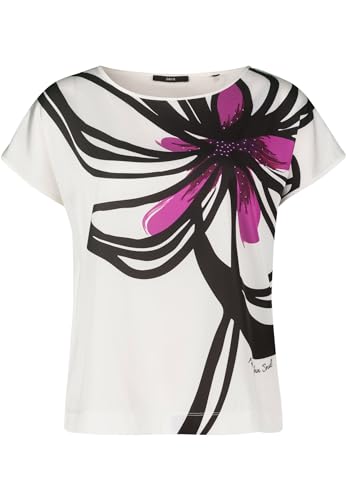 zero Damen Blusenshirt mit Blumenmuster Patch CreamBlack,42