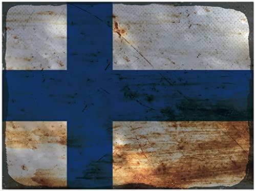 mrdeco Metall Schild 30x40cm gewölbt Flagge Finnland Flag of Finland Rost Deko Blechschild Tin Sign