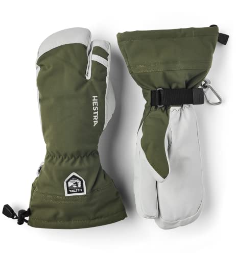 HESTRA Army Leather Heli Ski 3-Finger Größe 10 Olive