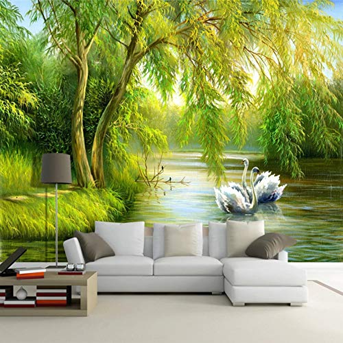 Benutzerdefinierte Wandbild Tapete 3D Wald Schwan See natürliche Landschaft Foto Tapete Wohnzimmer Sofa TV Hintergrund Wand Hauptdekoration Rolle