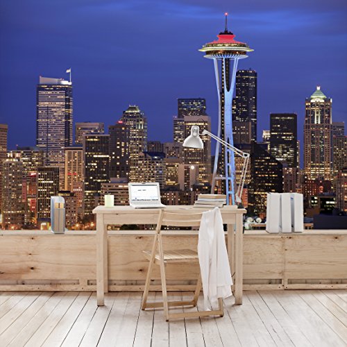 Apalis Vliestapete Seattle Fototapete Breit | Vlies Tapete Wandtapete Wandbild Foto 3D Fototapete für Schlafzimmer Wohnzimmer Küche | blau, 94792