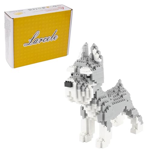 Larcele Mini Hund Bausteine Spielzeug Bricks Haustier Bauen Bauklötze,880 Stücke KLJM-02 (Schnauzer) Mehrweg