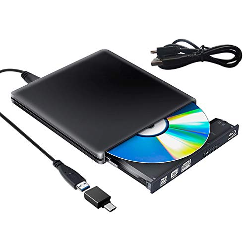 PAPOIYA Externe Blu Ray CD DVD Laufwerk USB 3.0 Type C Externer DVD Blu-ray CD/DVD RW ROM Bluray Laufwerk Drive für Laptop Windows 11/10 Mac MacBook