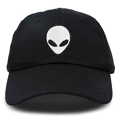 DALIX Alien Head Baseballmütze für Herren und Damen, Schwarz Weiß, Einheitsgröße