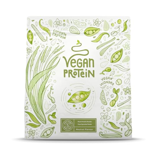 Vegan Protein - NEUTRAL - Veganes Proteinpulver aus gesprossten Reis, Erbsen, Sojabohnen, Leinsamen, Amaranth, Sonnenblumen- und Kürbiskernen - 600g Pulver