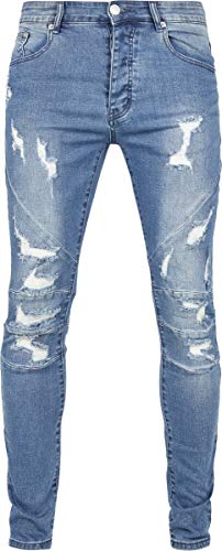 Cayler & Sons Men's C&S Paneled Denim Pants Jeans, Distressed mid Blue, 3032