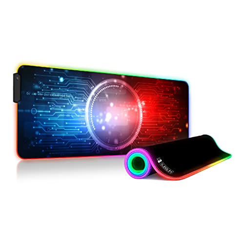 Subblim Mauspad XL mit LED-Licht, RGB, 9 Farben, Chip, Computermatte mit rutschfester Gummiunterseite, für Maus mit Kabel oder kabellos, PC/Mac, 80 x 30 x 0,4 cm
