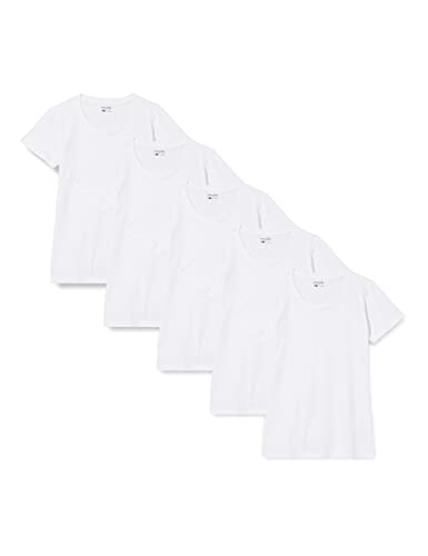 berydale Damen T-Shirt mit Rundhalsausschnitt aus 100% Baumwolle, Weiß (5er Pack), XS