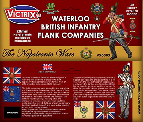 Victrix VX0003 - Waterloo Britische Infanterie Flank Companies - 52 Abbildung Box Set mit Fahnen - 28mm Plastic Miniatures Napoleonic