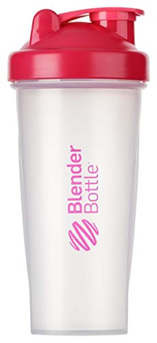 BlenderBottle Classic Shaker mit BlenderBall, optimal geeignet als Eiweiß Shaker, Protein Shaker, Wasserflasche, Trinkflasche, BPA frei, skaliert bis 600 ml, Fassungsvermögen 820 ml, pink transparent