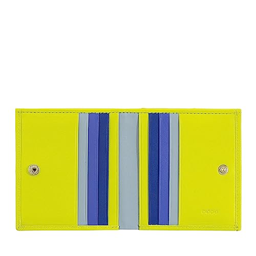 DUDU Mehrfarbiges Portemonnaie RFID in Leder mit Kartensteckfächer und Münzfach Lime