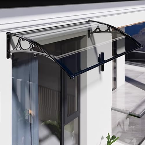 Transparente Fenstermarkise, Polycarbonat-Abdeckung, Terrassen-/Veranda-Markise, Haustürüberdachung, UV-Regen- und Schneeschutz, Dachüberdachungen, Eingangsmarkise, geräuschloser, selbstrein