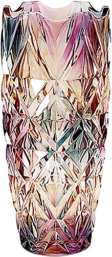 Luxuriöse Kristall Glasvasen Zu Blumen,Böhmischen Geometrische Blumenvasen Klare Vase Kristallvasen,Hand-geschnitzt Dekorative Blumenvase Home Decor Geschenk (Color : Und, Size : 30x13x11cm)