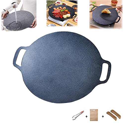 Koreanische multifunktionale medizinische Steingrill-Antihaft-Pfanne, 8-in-1-BBQ-Grillpfanne for Herd, Campingkocher, gewürzte runde Grillpfanne aus Gusseisen mit Anti-Verbrühungsgriff for Zuhause im