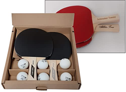 Timo Boll Set mit individueller Gravur, Zwei hochwertige Tischtennisschläger von Butterfly und Bälle