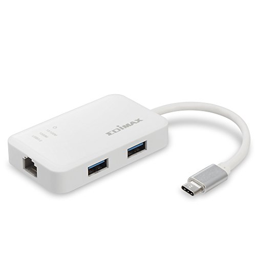 Edimax USB-C USB Hub mit 3 x USB 3.0 Ports und Gigabit Ethernet LAN Adapter, USB auf RJ45 1000Mbps Netzwerk LAN Konverter, Plug and Play, Windows, MacBook Pro/Air, iPad Pro und mehr, EU-4308