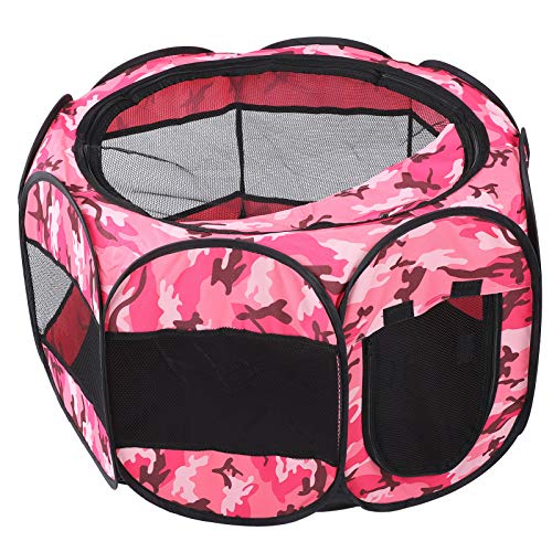 Verrückter Leichtes faltbares Haustierzelt, rosa Tarn-Haustier-Laufstall, für Haustier-Laufstall-Stiftzelt Mesh Cover House Playground(S, XBD95 Color Camouflage)