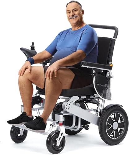Rollstuhl Elektrisch Faltbarer Leichter Elektrorollstuhl, Tragbare Elektrische RollstüHle füR Erwachsene, Elektrischer Rollstuhl mit Herausnehmbare 12A Lithium Batterie