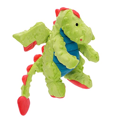 goDog Bubble Plush Dragons Quietschendes Hundespielzeug, Kauschutz-Technologie, Grün, Größe L