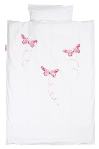 TAFTAN DS-011 Schmetterling rosa Bettwäsche Set für klein Bett, 100 x 135 cm