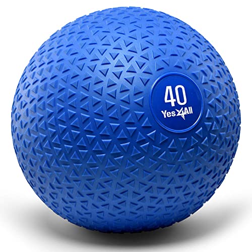 Yes4All Slam Ball mit strukturierter Oberfläche & strapazierfähiger Gummischale (Schwarz & Blau) - erhältlich 10, 15, 20, 25, 30, 18,1 kg (L. Blau - 18,1 kg), M6MX, M6MX, M6MX, M6MX, M6MX