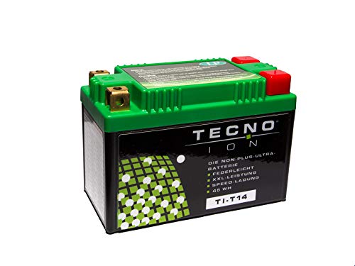 TECNO-ION Motorrad-Batterie TI-T14 Quadpol, 12V Lithium-Ionen-Batterie 48Wh, 134x65x92 mm inkl. Pfand